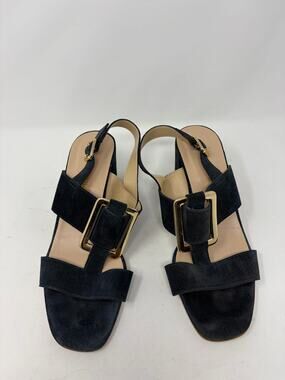Russell & Bromley block heel sandals 40 navy blue suede